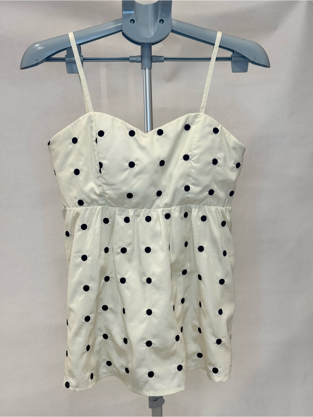 Sweetheart Polka Dot Cami Tank Top in Cream and Black